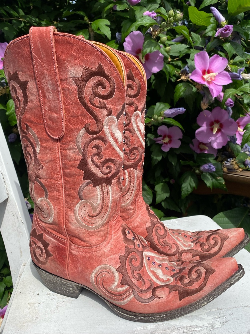 Old Gringo Dusty Rose Embroidered Leather Cowgirl Boots Size 10